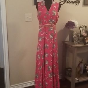 Pink floral floor-length dress